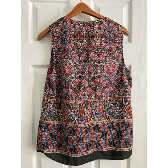 Daniel Rainn V Neck with Tie Paisley Blouse Top- Size S - Picture 2 of 4